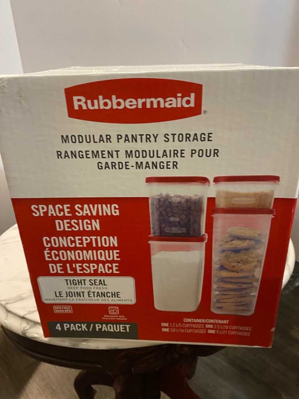 Rubbermaid Clear Pantry Containers with Red Lids - 4 Pack